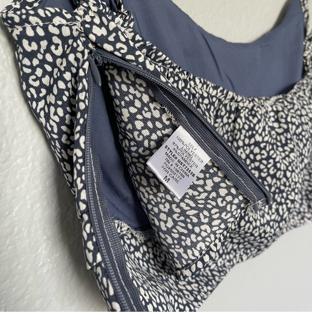 Navy Blue and White Leopard Print Cropped Bustier Tank Top Size Medium - Picture 5 of 7